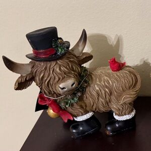 Hobby Lobby Christmas 2025 Highland Cow Figurine with Red Accents